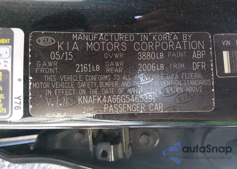 2016 Kia Forte Lx from USA, damaged, VIN KNAFK4A66G5465391